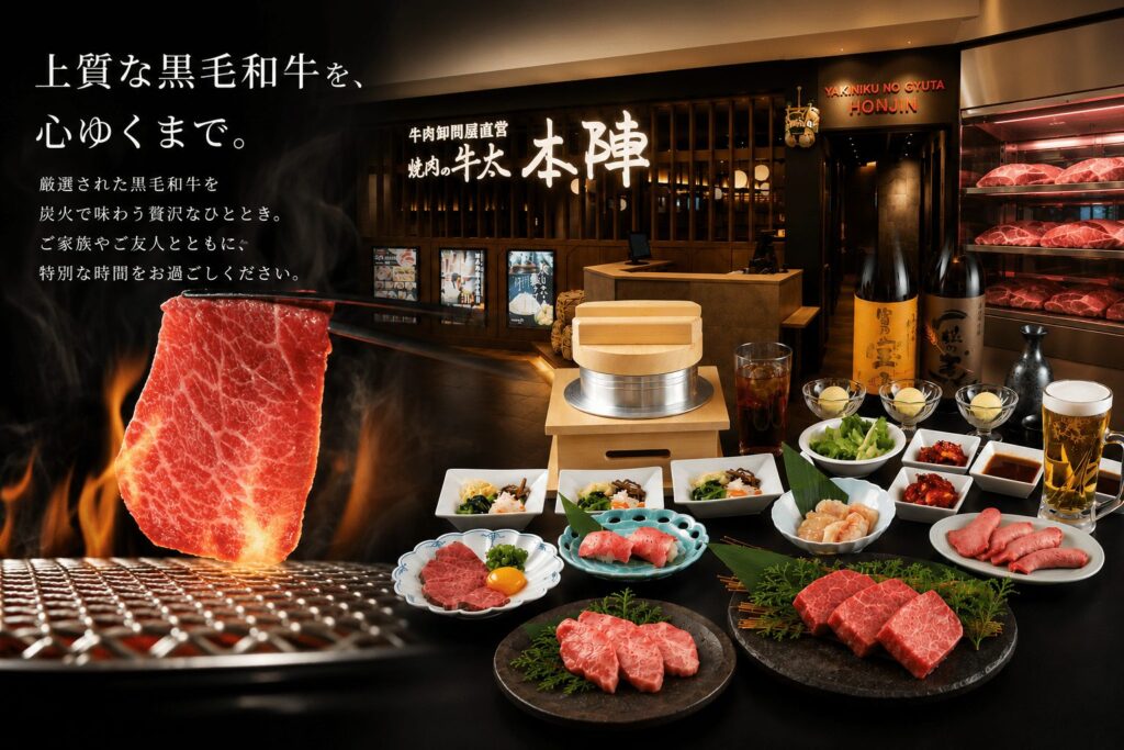 炭火で焼く上質な黒毛和牛と和牛の盛り合わせ｜焼肉の牛太 本陣 LINKS UMEDA店